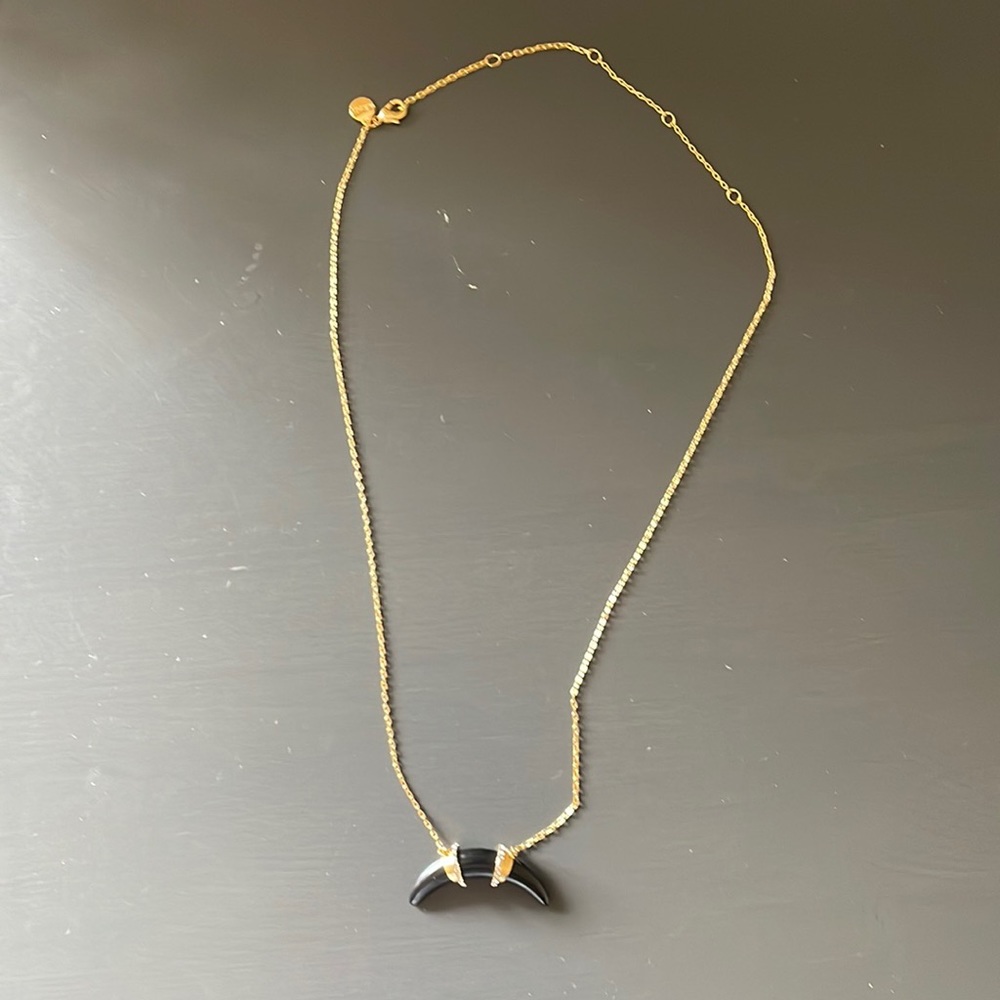 Stella and Dot black Boho horn necklace.